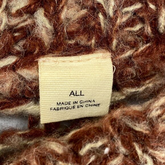 MOTH ANTHROPOLOGIE Sweater PONCHO OS Boho Crochet Oversized Tasseled Brown - Picture 9 of 13